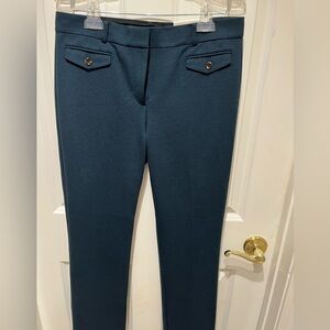 NWT Ann Taylor Straight Pants with Two Front Flap Pockets in Dark Teal size 4